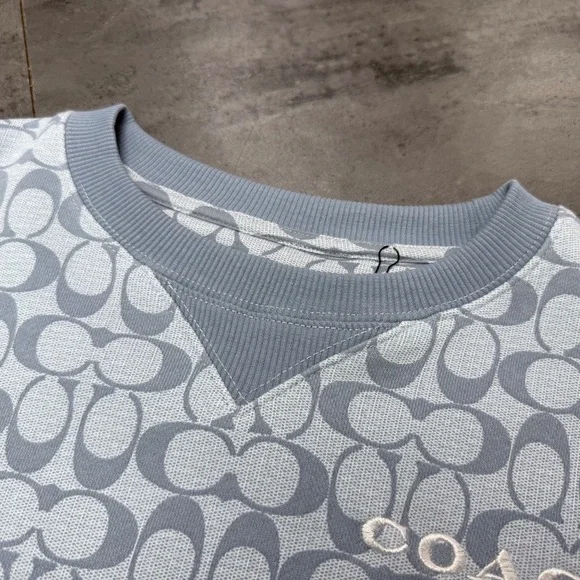 Coach Light Blue Patterned Crewneck Sweater - Picture 3 of 10
